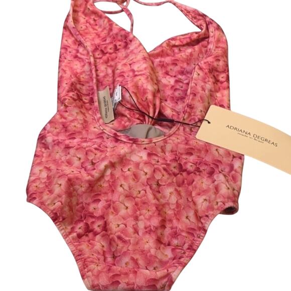 Adriana DEGREAS Floral One-piece Halter Swimsuit In Hydrangea Small - Picture 2 of 12